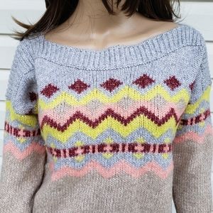 VICTORIA'S Secret Fair Isle Sweater Wool Chunky Knit Small Pockets